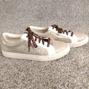 Corkys Supernova Sneakers Women’s Size 11 Shimmer Metallic Gold w/Leopard Laces